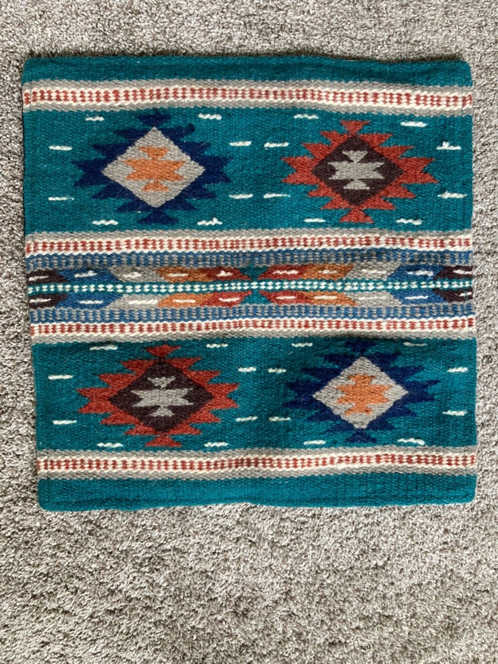 El Paso Saddle Blanket Wool Blend Pillow Case Aztec Southwestern Square Ethnic